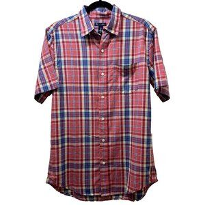 2/$30 Gap Plaid Slim Fit Short Sleeve Button Down Shirt Mens M Casual Preppy